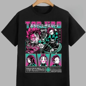 Anime Desenli Unisex Çocuk Tişört  Japon Kamado Tanjiro iblis avcısı