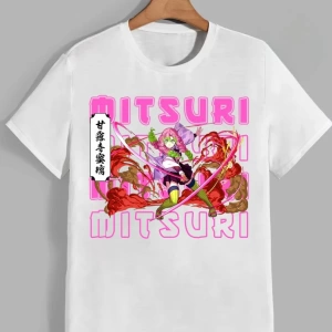 Anime Desenli Unisex Çocuk Tişört  Kanroji Mitsuri iblis avcısı