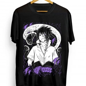 Anime Desenli Unisex Çocuk Tişört  Naruto Sasuke Uchiha