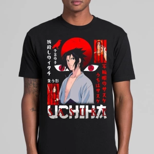 Anime Desenli Unisex Çocuk Tişört  Naruto Uchiha Sasuke