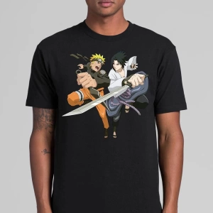 Anime Desenli Unisex Çocuk Tişört  Naruto Ve Sasuke