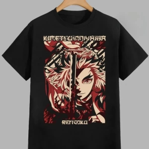 Anime Desenli Unisex Çocuk Tişört Rengoku Kyojuro ‌ iblis avcısı