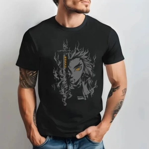 Anime Desenli Unisex Çocuk Tişört Rengoku Kyojuro ‌ Iblis avcısı