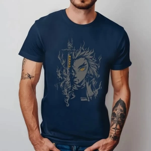 Anime Desenli Unisex Çocuk Tişört Rengoku Kyojuro ‌ Iblis avcısı