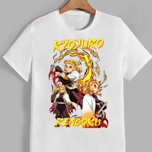 Anime Desenli Unisex Çocuk Tişört Rengoku Kyojuro ‌ Iblis avcısı