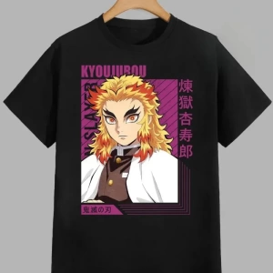 Anime Desenli Unisex Çocuk Tişört Rengoku Kyojuro iblis avcısı