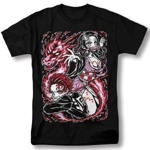 Anime Desenli Unisex Çocuk Tişört  Tanjiro Kamado Nezuko