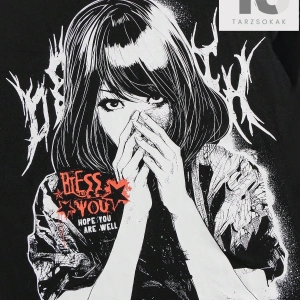 Anime erkek Anime Sloganı Baskılı Yuvarlak Yaka Kısa Kollu Tişört e Yaz Aylar