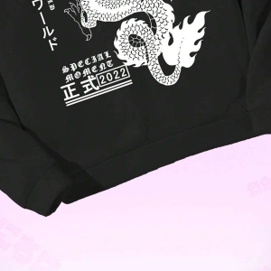 Anime Guys Dragon & Letter Graphic Drawstring Lined Hoodie Beyaz