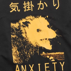 Anime Guys Letter Animal Graphic Sweatshirt Siyah