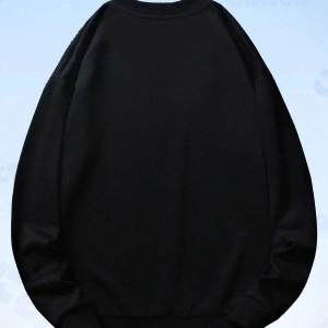 Anime Guys Letter Figure Graphic Sweatshirt Siyah