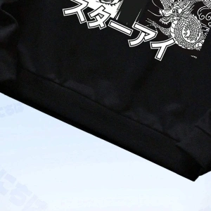 Anime Guys Letter Figure Graphic Sweatshirt Siyah
