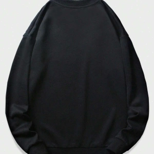 Anime Guys Slogan & Figure Graphic Sweatshirt Siyah