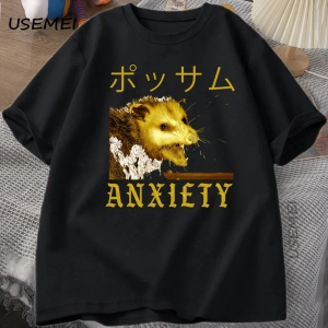 Anksiyete Possum Japon Tarzı Tshirt Rahat Pamuk Kısa Kollu Rakun T-shirt streetwear erkek giy 3011