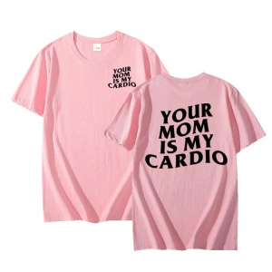 Annen benim kardiyo T Shirt komik erkek spor salonu pompa kapağı T-Shirt rahat pamuklu kısa k 2963