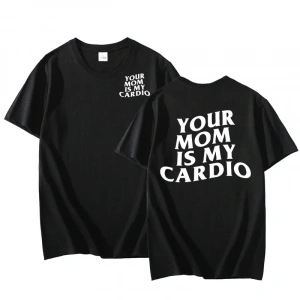 Annen benim kardiyo T Shirt komik erkek spor salonu pompa kapağı T-Shirt rahat pamuklu kısa k 2963