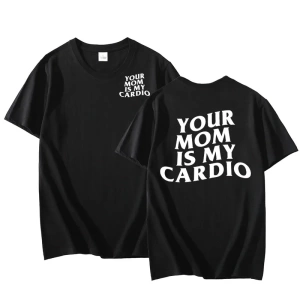 Annen benim kardiyo T Shirt komik erkek spor salonu pompa kapağı T-Shirt rahat pamuklu kısa k 2963