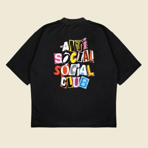 Anti Social Club Baskılı Oversize Unisex Pamuklu Nefes Alan Kalın Kumaşlı