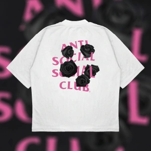 Anti Social Social Club Black Rose Oversize Unisex Pamuklu Nefes Alan Kalın Kumaşl