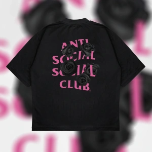 Anti Social Social Club Black Rose Oversize Unisex Pamuklu Nefes Alan Kalın Kumaşl