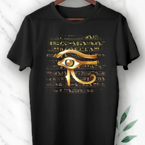 Antik Mısır Horusun Gözü Baskılı Beyaz Unisex  T-Shirt