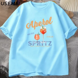 Aperol Spritz T-shirt Aperol Grafik İtalyan Tarzı Tİtalya Yaz Grafik Tee Nefes Rahat  2840