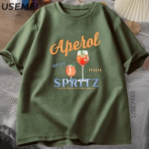 Aperol Spritz T-shirt Aperol Grafik İtalyan Tarzı Tİtalya Yaz Grafik Tee Nefes Rahat  2840