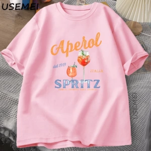 Aperol Spritz T-shirt Aperol Grafik İtalyan Tarzı Tİtalya Yaz Grafik Tee Nefes Rahat  2840