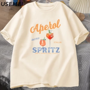 Aperol Spritz T-shirt Aperol Grafik İtalyan Tarzı Tİtalya Yaz Grafik Tee Nefes Rahat  2840