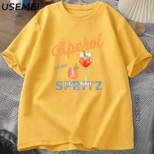 Aperol Spritz T-shirt Aperol Grafik İtalyan Tarzı Tİtalya Yaz Grafik Tee Nefes Rahat  2840