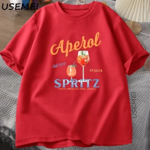 Aperol Spritz T-shirt Aperol Grafik İtalyan Tarzı Tİtalya Yaz Grafik Tee Nefes Rahat  2840