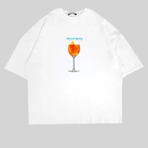 Aperol Sptritz Baskılı Beyaz Oversize Unisex