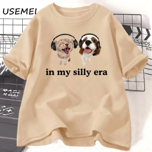 Aptal Çağımda T Shirt Komik Meme Kedi Köpek Sevgilisi Tshirt Rahat Pamuk kısa kollu tişört Er 3070