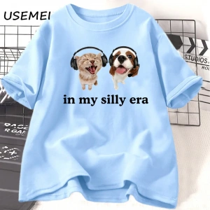 Aptal Çağımda T Shirt Komik Meme Kedi Köpek Sevgilisi Tshirt Rahat Pamuk kısa kollu tişört Er 3070