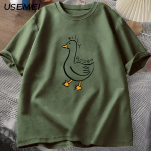 Aptal kaz üniversitesi O boyun Teeerkek giyim Tees pamuk rahat baskı T Shirt yaz Unis 2878
