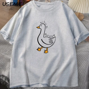 Aptal kaz üniversitesi O boyun Teeerkek giyim Tees pamuk rahat baskı T Shirt yaz Unis 2878