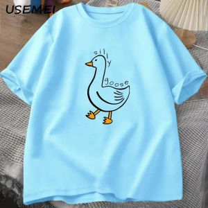 Aptal kaz üniversitesi O boyun Teeerkek giyim Tees pamuk rahat baskı T Shirt yaz Unis 2878