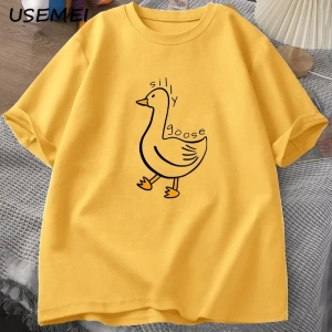 Aptal kaz üniversitesi O boyun Teeerkek giyim Tees pamuk rahat baskı T Shirt yaz Unis 2878