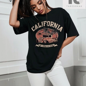 Araba ve Mektup Grafikli Düşük Omuzlu Tişört