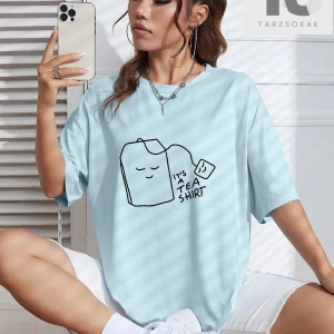 Araba Ve Slogan Grafikli Düşük Omuz Oversize Tişört