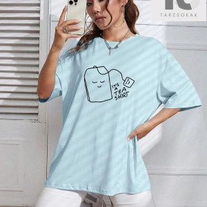 Araba Ve Slogan Grafikli Düşük Omuz Oversize Tişört