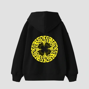 Arabic Font Sarı Baskılı Oversize Unisex Premium Siyah