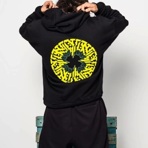 Arabic Font Sarı Baskılı Oversize Unisex Premium Siyah