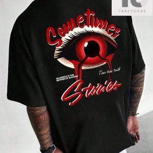 Arkası Göz Desenli Kısa Kollu Erkek Tişört