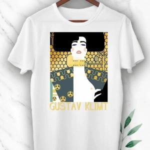 Art Gustav Klimt Eseri Baskılı Beyaz Unısex Tişört