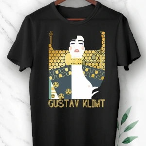 Art Gustav Klimt Eseri Baskılı Beyaz Unısex Tişört
