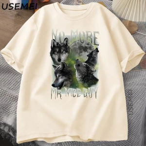 Artık Mr Nice Guy Grafik T Shirt Komik Kurtlar Meme T-Shirt O-Boyun Yuvarlak Yaka Kısa Kollu  3041