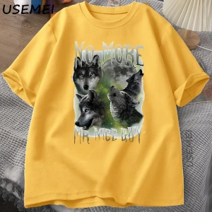 Artık Mr Nice Guy Grafik T Shirt Komik Kurtlar Meme T-Shirt O-Boyun Yuvarlak Yaka Kısa Kollu  3041