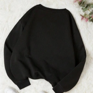AS Renkli Oversize Bisiklet Yaka Pamuklu Sweatshirt Siyah