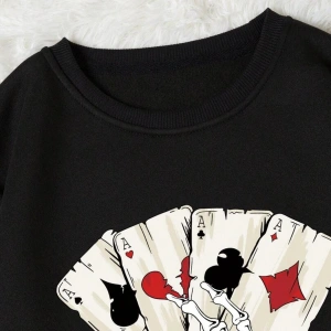 AS Renkli Oversize Bisiklet Yaka Pamuklu Sweatshirt Siyah